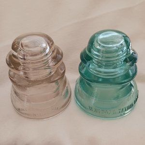 Two Vintage Excellent Condition Whitall Tatum Insulators Co. No. 1 Mold #49